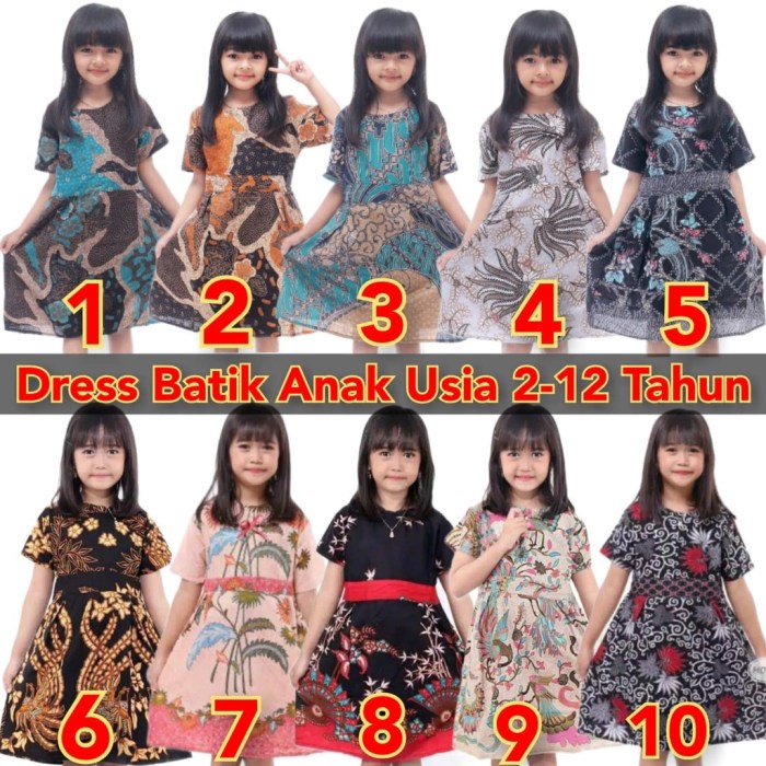 Jual Dress Batik Anak | Baju Batik Anak Perempuan Usia 2 3 4 5 6 7 8 9 ...