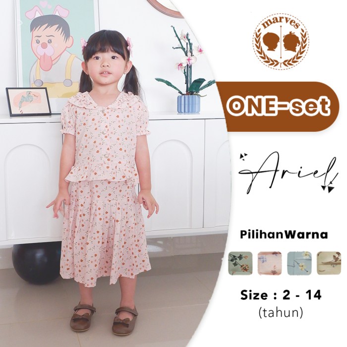 Jual Setelan Dress One Set Baju Anak Perempuan Bahan Crinkle Airflow ...