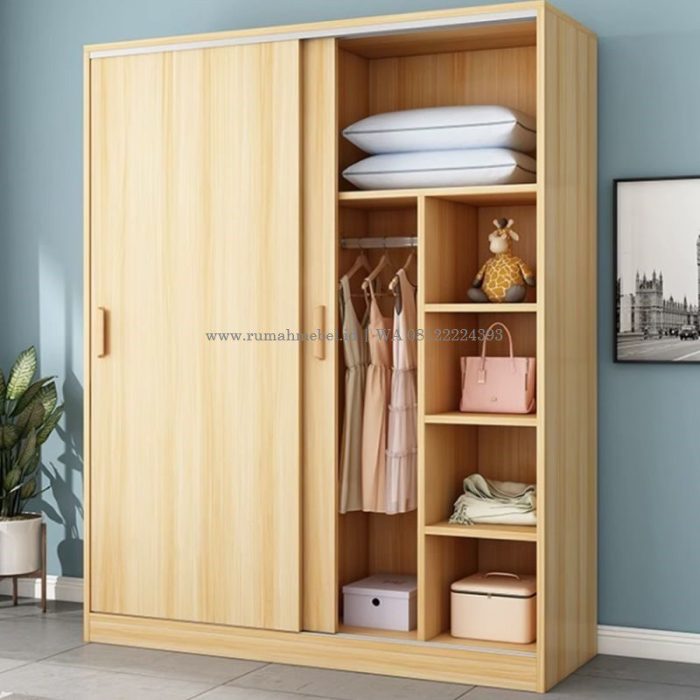 Lemari Pakaian Minimalis Pintu Sliding | Rumah Mebel