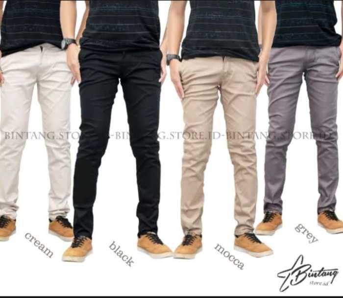 CELANA PRIA CHINO Slim fit Panjang Kerja kantor Santai Liburan Cowok ...