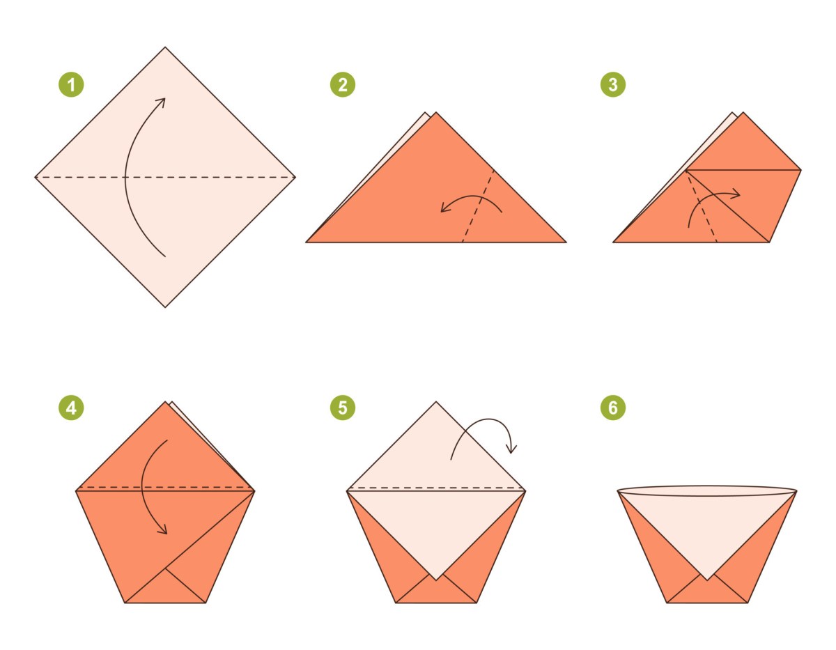 Paper cup origami scheme tutorial moving model. Origami for kids. Step ...