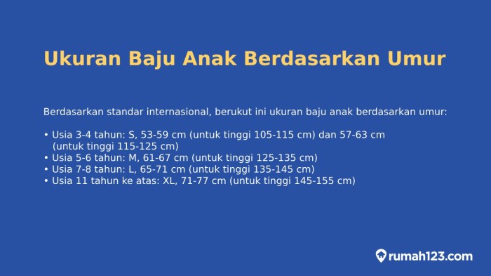 Ukuran baju anak 4 tahun